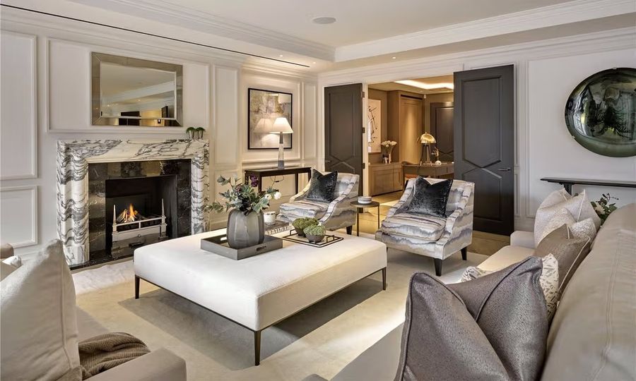 Living room with fireplace